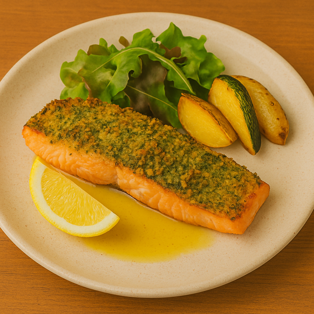 サーモンの香草パン粉焼き 〜レモンオイル添え〜