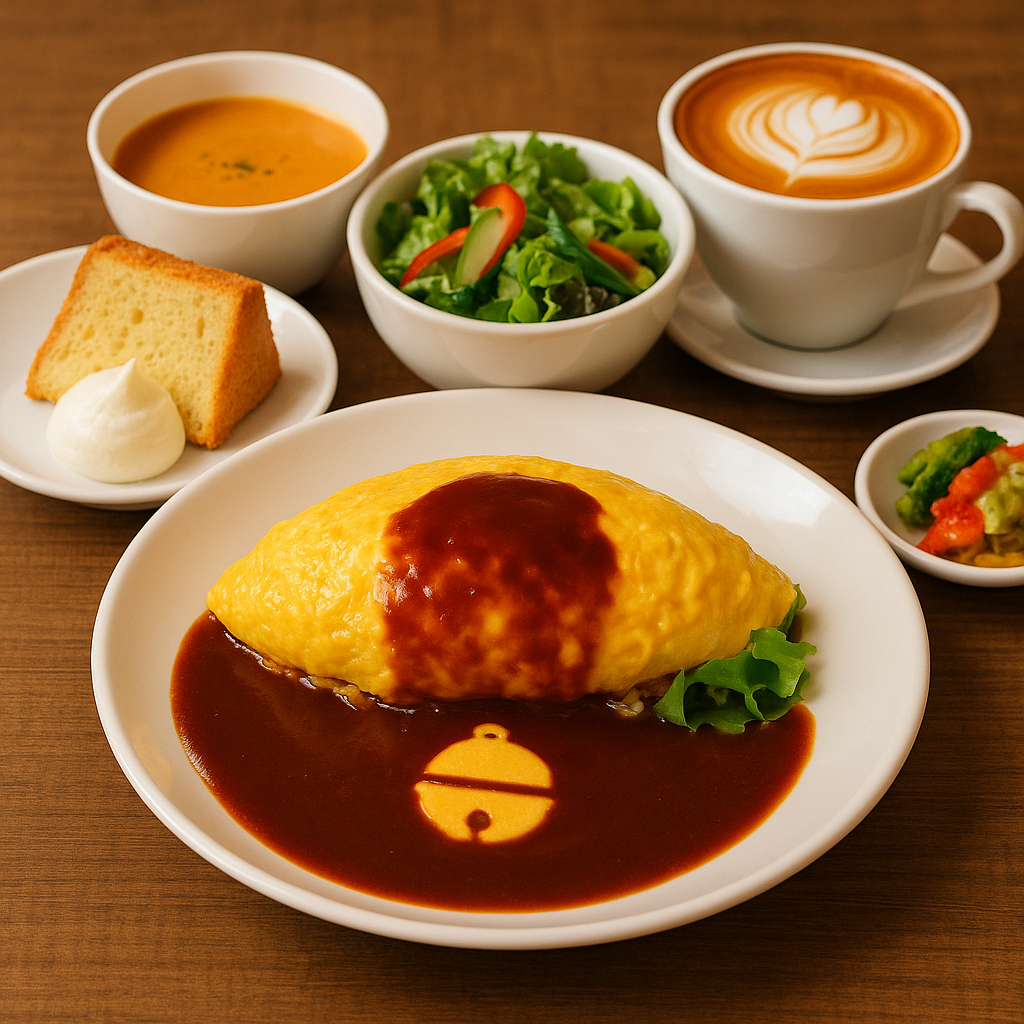 Cafe lunch with sweets