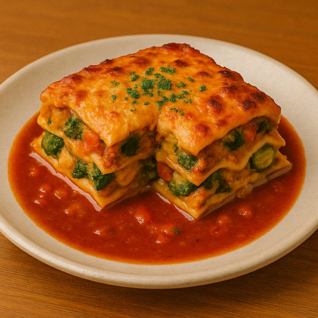 Lasagna with lots of vegetables and cheese