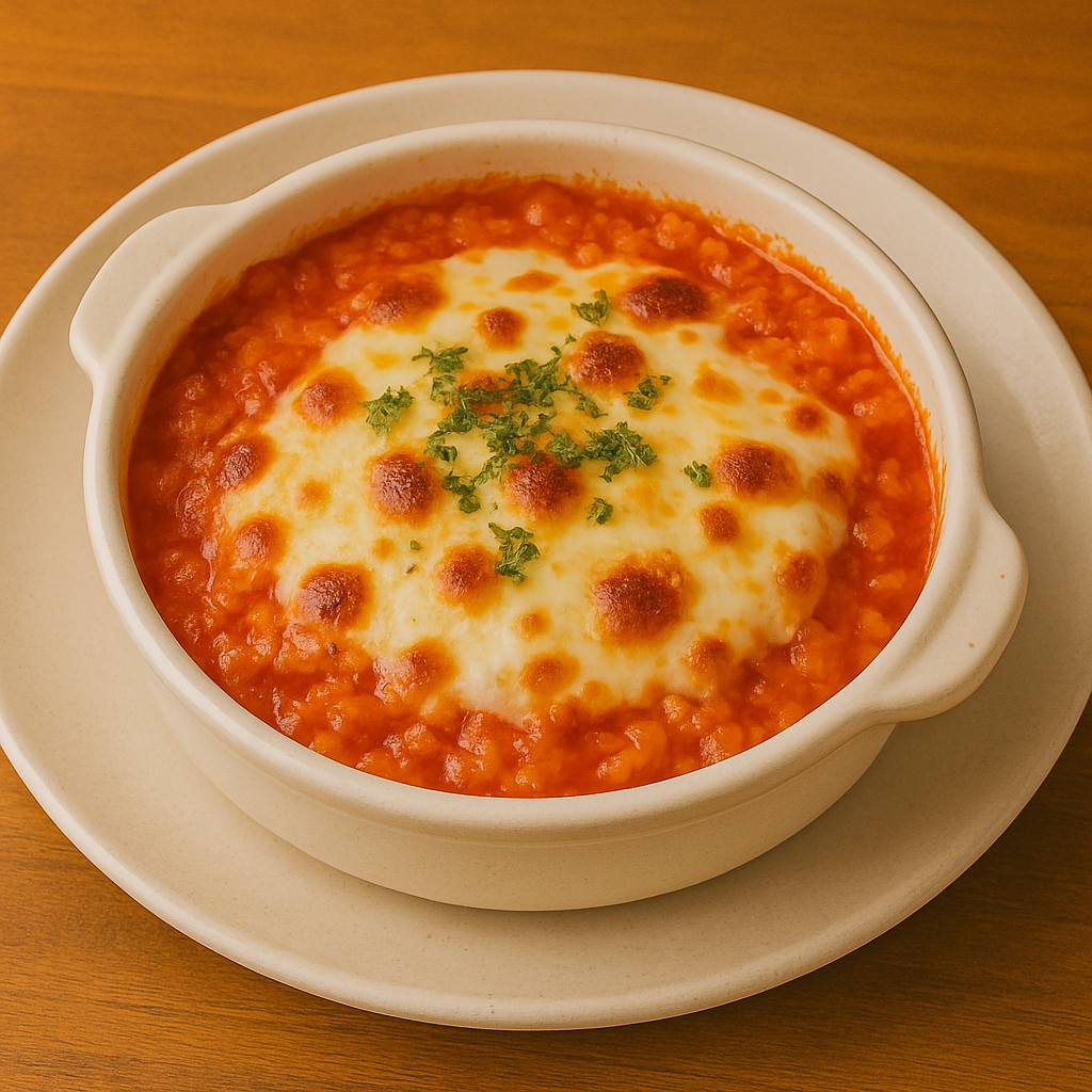 トマトとモッツァレラの焼きリゾット